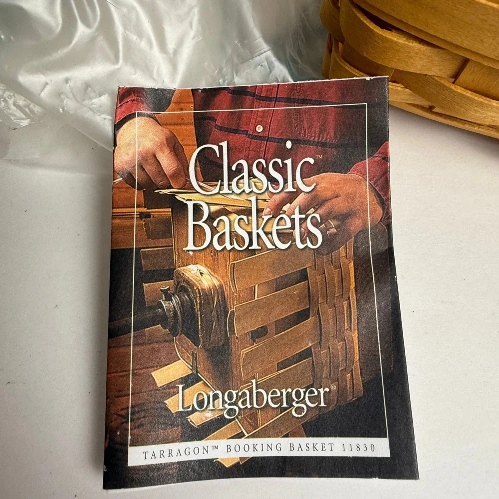 Longaberger Classic Tarragon Booking Basket 11830‎ with Plastic Protector Liner